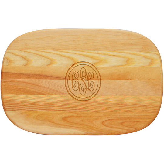 Double Circle Monogram Medium 15-inch Wood Cutting Board